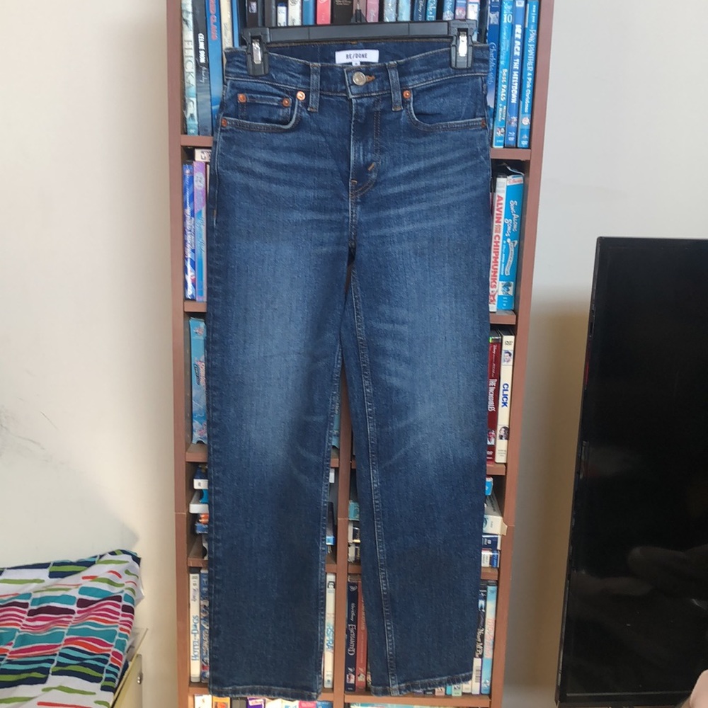 RE/DONE 70s Mid-Rise Stove-Pipe Royal Fade Jeans Sz 24